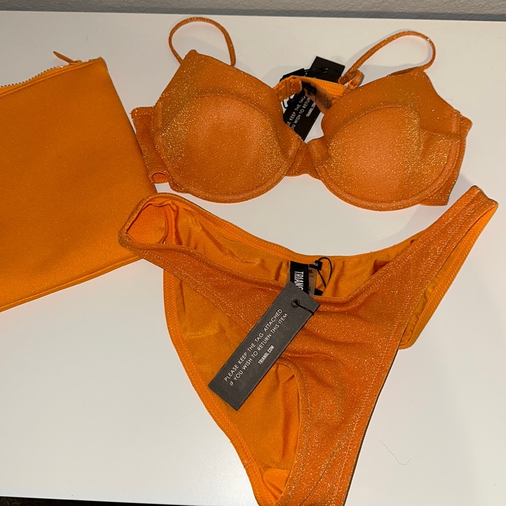TRIANGL SPARKLY ORANGE BIKINI SET NWT
